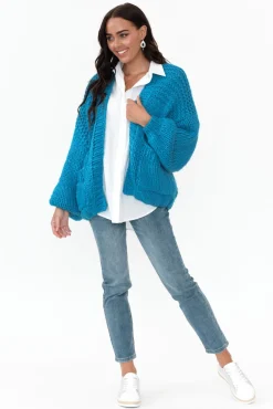 Knitwear<Paper Heart Freddie Blue Knit Pocket Cardigan