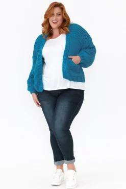 Knitwear<Paper Heart Freddie Blue Knit Pocket Cardigan