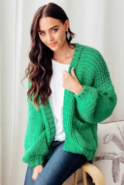Cardigans<Paper Heart Freddie Green Knit Pocket Cardigan