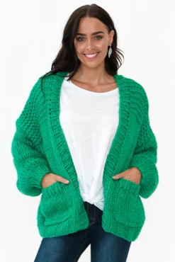 Cardigans<Paper Heart Freddie Green Knit Pocket Cardigan