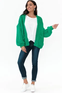 Cardigans<Paper Heart Freddie Green Knit Pocket Cardigan