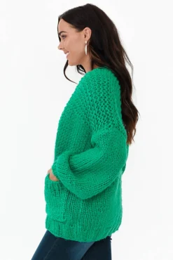 Cardigans<Paper Heart Freddie Green Knit Pocket Cardigan