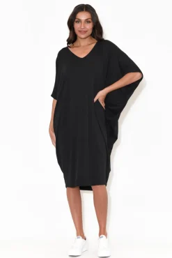 Bamboo Dresses<PQ Freya Black Bamboo Batwing Dress