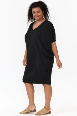 Bamboo Dresses<PQ Freya Black Bamboo Batwing Dress