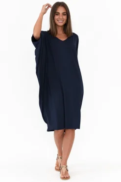 Bamboo Dresses<PQ Freya Navy Bamboo Batwing Dress