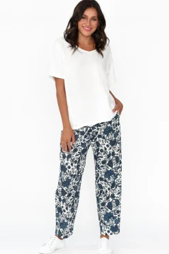 Pants<Cali and Co Fritz Navy Floral Linen Pant