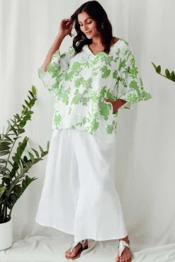 Pants<Cali and Co Gabby White Cotton Wide Leg Pant