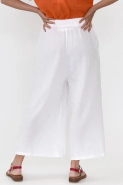 Pants<Cali and Co Gabby White Cotton Wide Leg Pant
