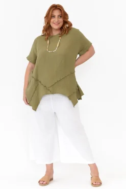 Pants<Cali and Co Gabby White Cotton Wide Leg Pant