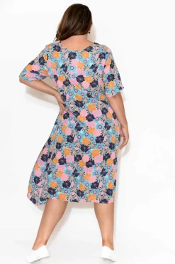 Below Knee Dresses<Slate the Label Geneva Navy Floral Dress