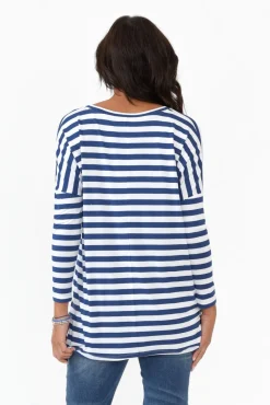 Sleeved Tops<Betty Basics Geneva Navy Stripe Oversized Top