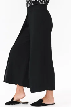 Pants<Willow Tree Gianna Black Linen Wide Leg Pant