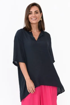 Cotton Tops<Cotton Village Gideon Navy Cotton Frill Top