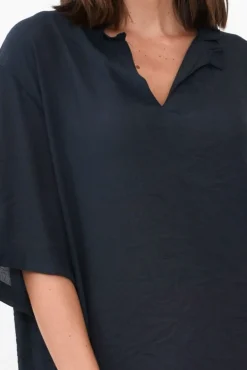 Cotton Tops<Cotton Village Gideon Navy Cotton Frill Top