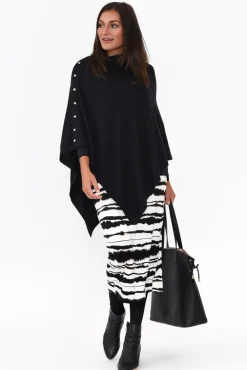 Ponchos<Tirelli Gisele Black Button Up Poncho