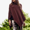 Ponchos<Tirelli Gisele Brown Button Up Poncho