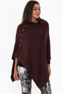 Ponchos<Tirelli Gisele Brown Button Up Poncho