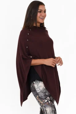 Ponchos<Tirelli Gisele Brown Button Up Poncho
