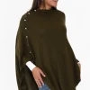 Ponchos<Tirelli Gisele Khaki Button Up Poncho