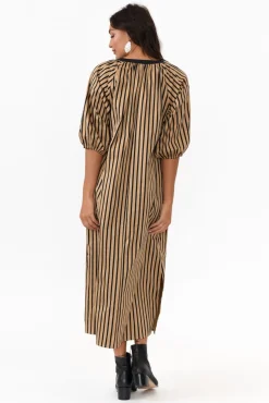 Cotton Dresses<Slate The Label Glenn Black Stripe Cotton Shirt Dress