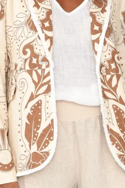 Jackets<Once Was Granada Cream Abstract Gathered Blazer