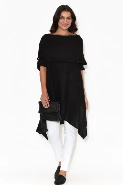 Linen Tops<Donna Donna Grande Black Linen Tunic