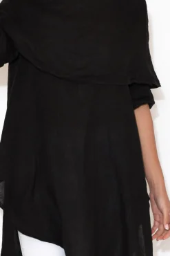 Linen Tops<Donna Donna Grande Black Linen Tunic