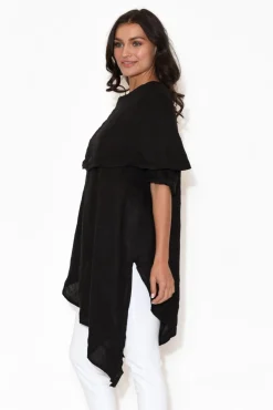 Linen Tops<Donna Donna Grande Black Linen Tunic