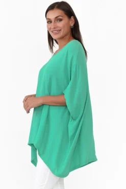 Tunic Tops<Boho Green Drape Top