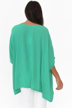 Tunic Tops<Boho Green Drape Top