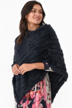 Ponchos<365 Days Greer Navy Fur Poncho