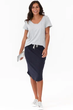 Cotton Tops<Elm Grey Cotton Fundamental Vee Tee