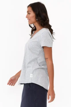 Cotton Tops<Elm Grey Cotton Fundamental Vee Tee