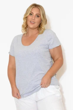 Cotton Tops<Elm Grey Cotton Fundamental Vee Tee