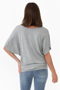 Sleeved Tops<Betty Basics Grey Marle Maui Tee