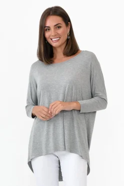 Sleeved Tops<Betty Basics Grey Marle Milan 3/4 Sleeve Top