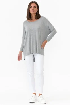 Sleeved Tops<Betty Basics Grey Marle Milan 3/4 Sleeve Top