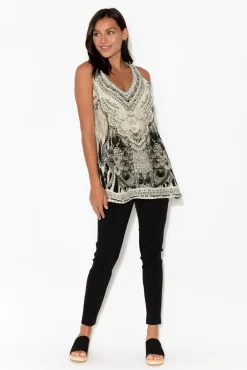 Sleeveless Tops<Fashion Spectrum Grey Safari Silk Singlet Top