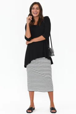 Skirts<Lou Lou Grey Stripe Bamboo Maxi Tube Skirt