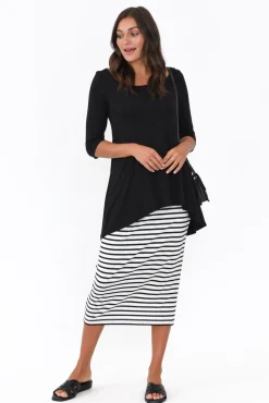 Skirts<Lou Lou Grey Stripe Bamboo Maxi Tube Skirt