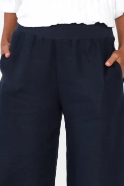 Pants<Gordon Smith Griffin Navy Linen Wide Leg Pant