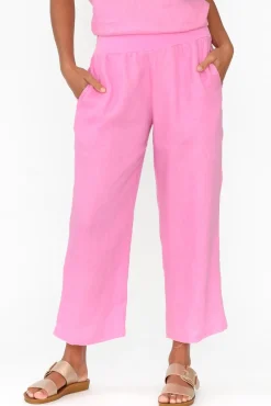 Pants<Gordon Smith Griffin Pink Linen Wide Leg Pant