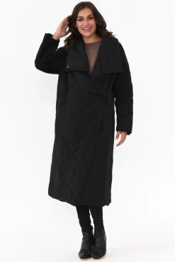 Coats<Tirelli Halle Black Longline Wrap Coat