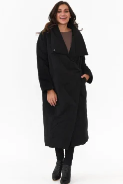 Coats<Tirelli Halle Black Longline Wrap Coat