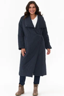 Coats<Tirelli Halle Navy Longline Wrap Coat