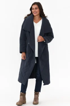 Coats<Tirelli Halle Navy Longline Wrap Coat