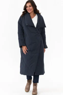 Coats<Tirelli Halle Navy Longline Wrap Coat