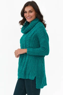 Knitwear<Cafe Latte Hamlin Blue Roll Neck Jumper