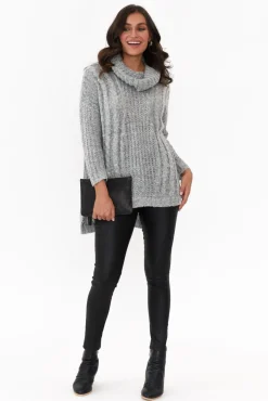 Knitwear<Cafe Latte Hamlin Grey Roll Neck Jumper