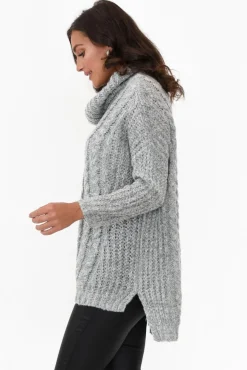 Knitwear<Cafe Latte Hamlin Grey Roll Neck Jumper